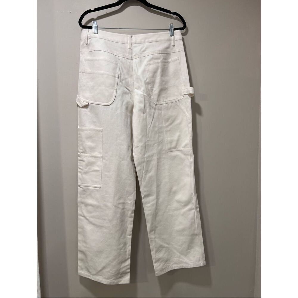 Staud Women's White Denim Cotton High Rise Painter Cargo Jeans Size 12 NWOT - Picture 2 of 6